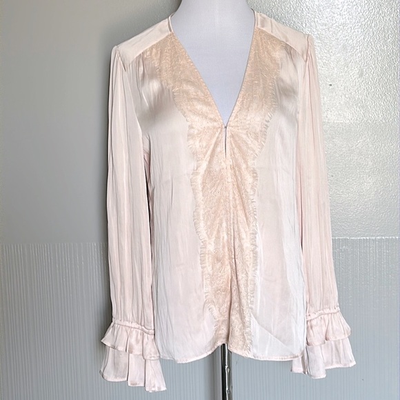 PAIGE || Lyrica Lace Appliqué Satin Top. Sz. S - Picture 5 of 16